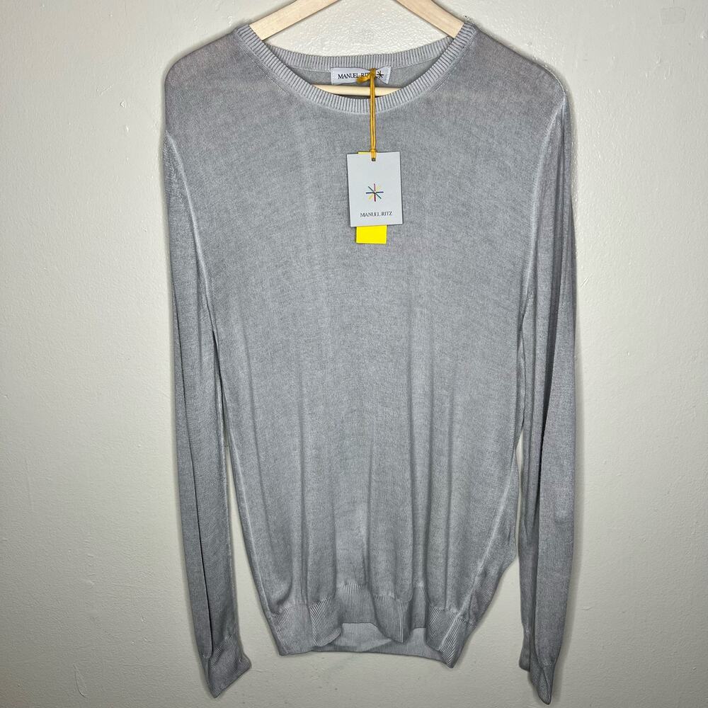 Manuel Ritz Sweater XL Mens Gray Crewneck Lightweight Knit Pullover Minimalist